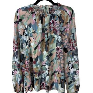 SALE Shein XL Floral Print Long Sleeve Blouse Casual Top‎ Elegant